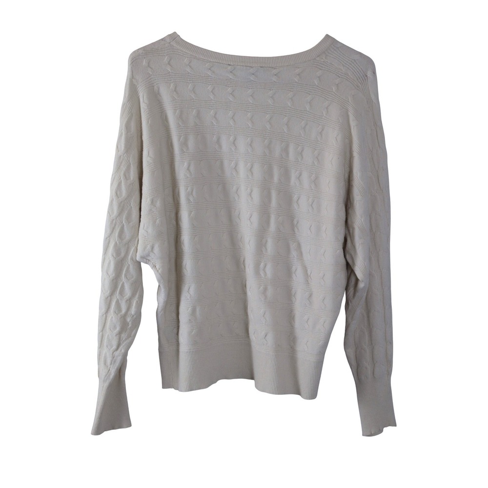 Cyrus Ivory Cable Boyfriend Knit Sweater Women's Size S Long Sleeve Relaxed Fit - Picture 2 of 8